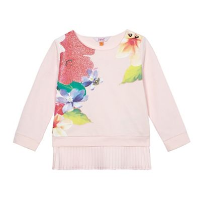 Girls' pink floral print pleated top